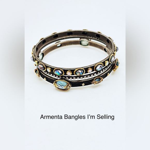 Armenta White Diamond Oxidized 1/8” Bangle, Medium Size, Refurbished, Preowned - Picture 5 of 5